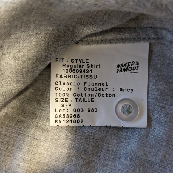 Naked & famous grey flannel regular shirt - Picture 2 of 5